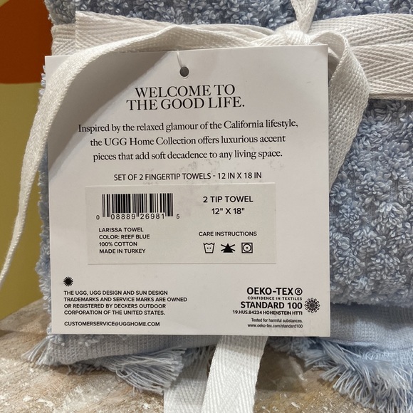 UGG Larissa REEF BLUE Bath Towel Set - Picture 8 of 8